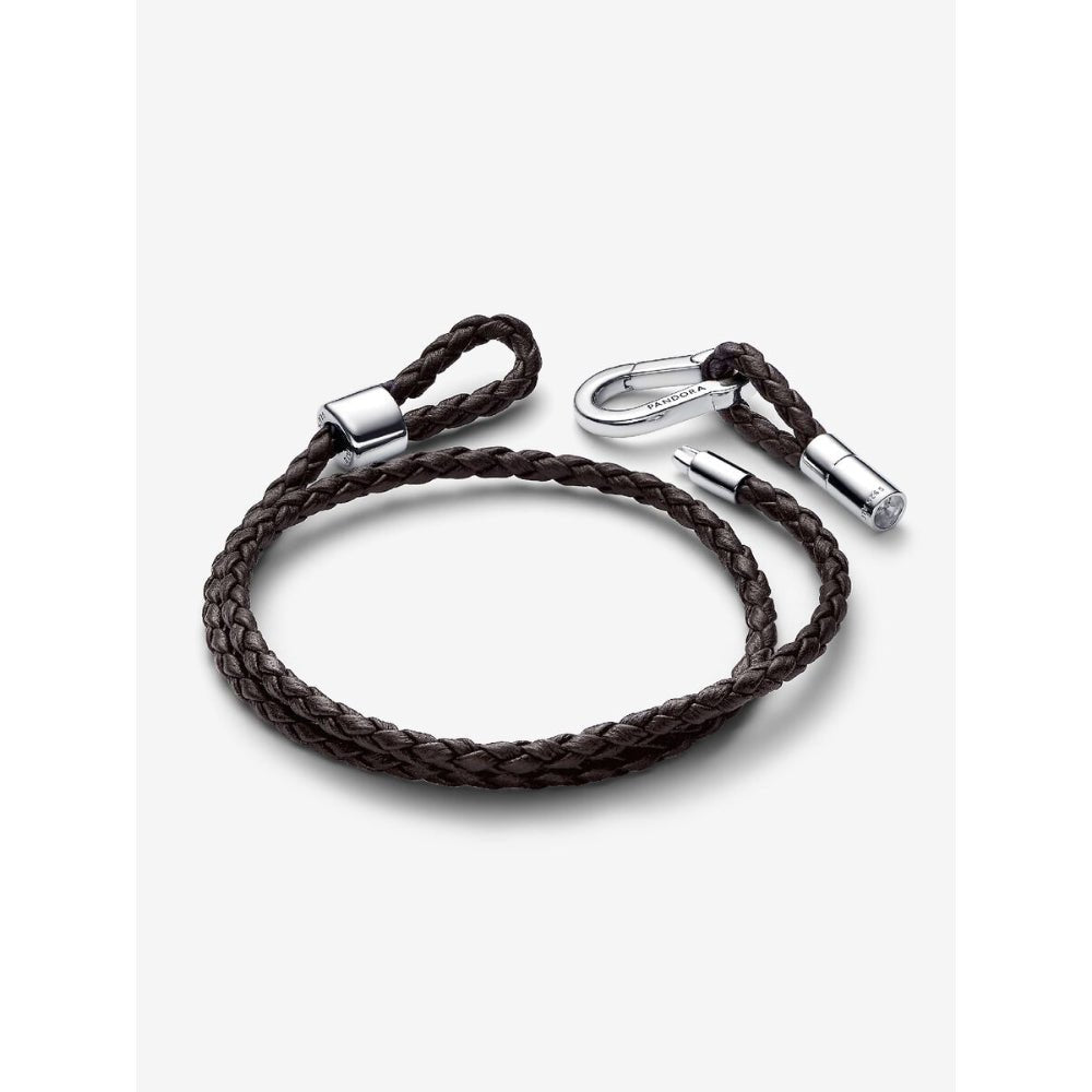 Pandora Moments Silver Brown Braided Double Leather Bracelet - MococoPandora593338C01-D25700303127194Bracelets