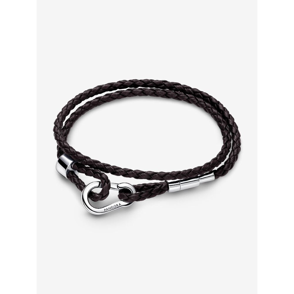 Pandora Moments Silver Brown Braided Double Leather Bracelet - MococoPandora593338C01-D25700303127194Bracelets