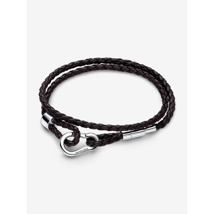 Pandora Moments Silver Brown Braided Double Leather Bracelet - MococoPandora593338C01-D25700303127194Bracelets