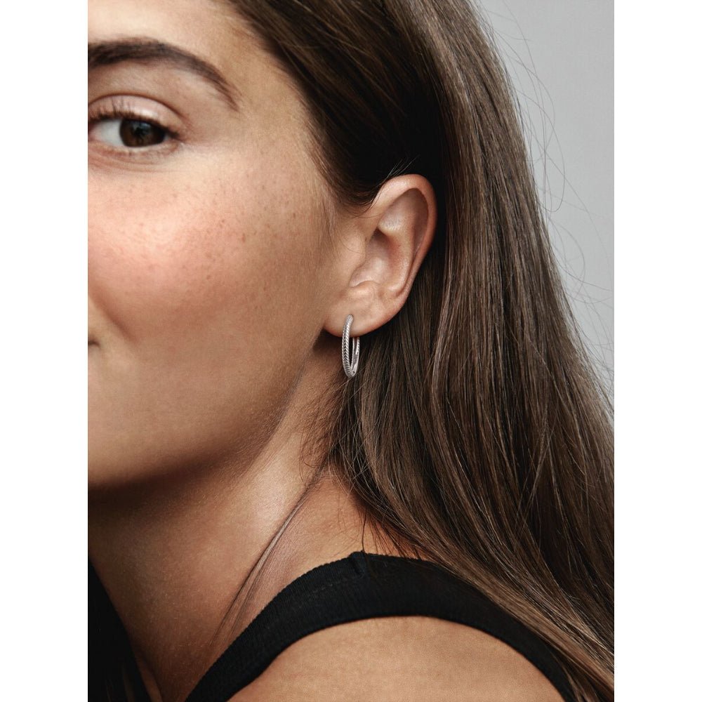 Pandora Moments Silver Charm Hoop Earrings - MococoPandora299532C005700302938807Earrings