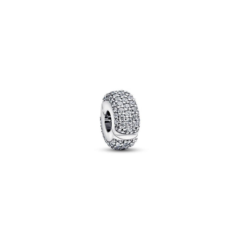 Pandora Moments Silver Silicone Grip Pave Clip Charm - MococoPandora794032C015700303218953Charms