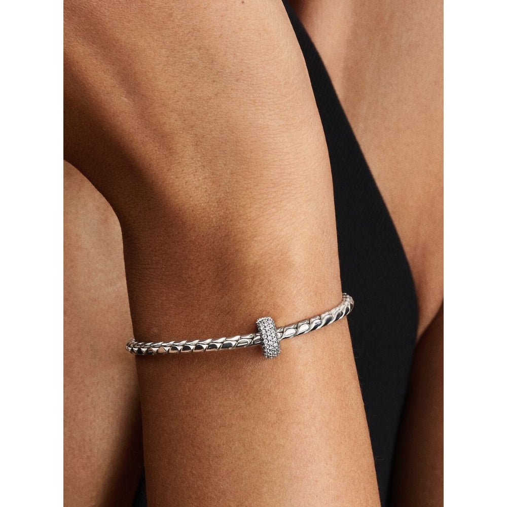 Pandora Moments Silver Silicone Grip Pave Clip Charm - MococoPandora794032C015700303218953Charms