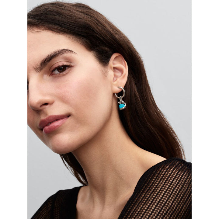 Pandora Moments Sterling Silver 18 Mm Charm Hoop Earrings Image 4