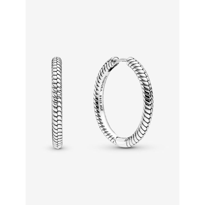 Pandora Moments Sterling Silver Charm Hoop Earrings Image 1