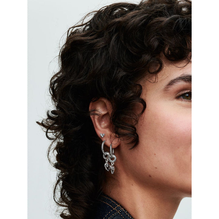 Pandora Moments Sterling Silver Charm Hoop Earrings Image 4