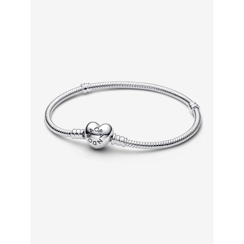 Pandora Moments Sterling Silver Heart Clasp Snake Chain Bracelet Image 1