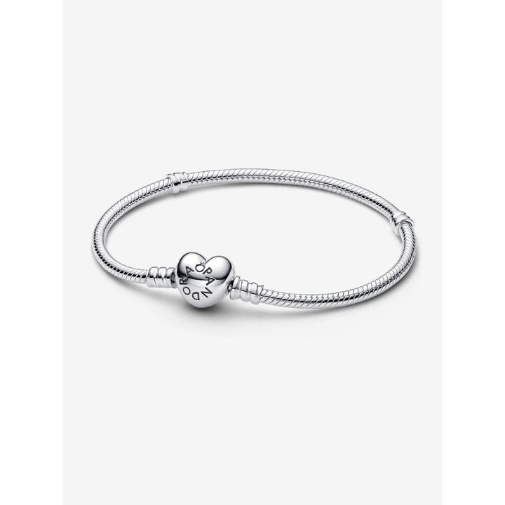 Pandora Moments Sterling Silver Heart Clasp Snake Chain Bracelet Image 1