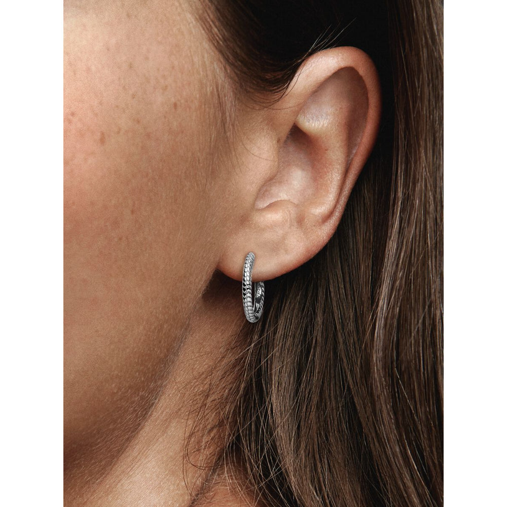 Pandora Moments Sterling Silver Small Charm Hoop Earrings Image 2