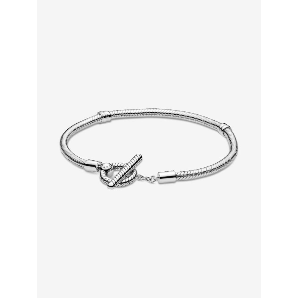 Pandora Moments Sterling Silver T - Bar Snake Chain Bracelet Image 1