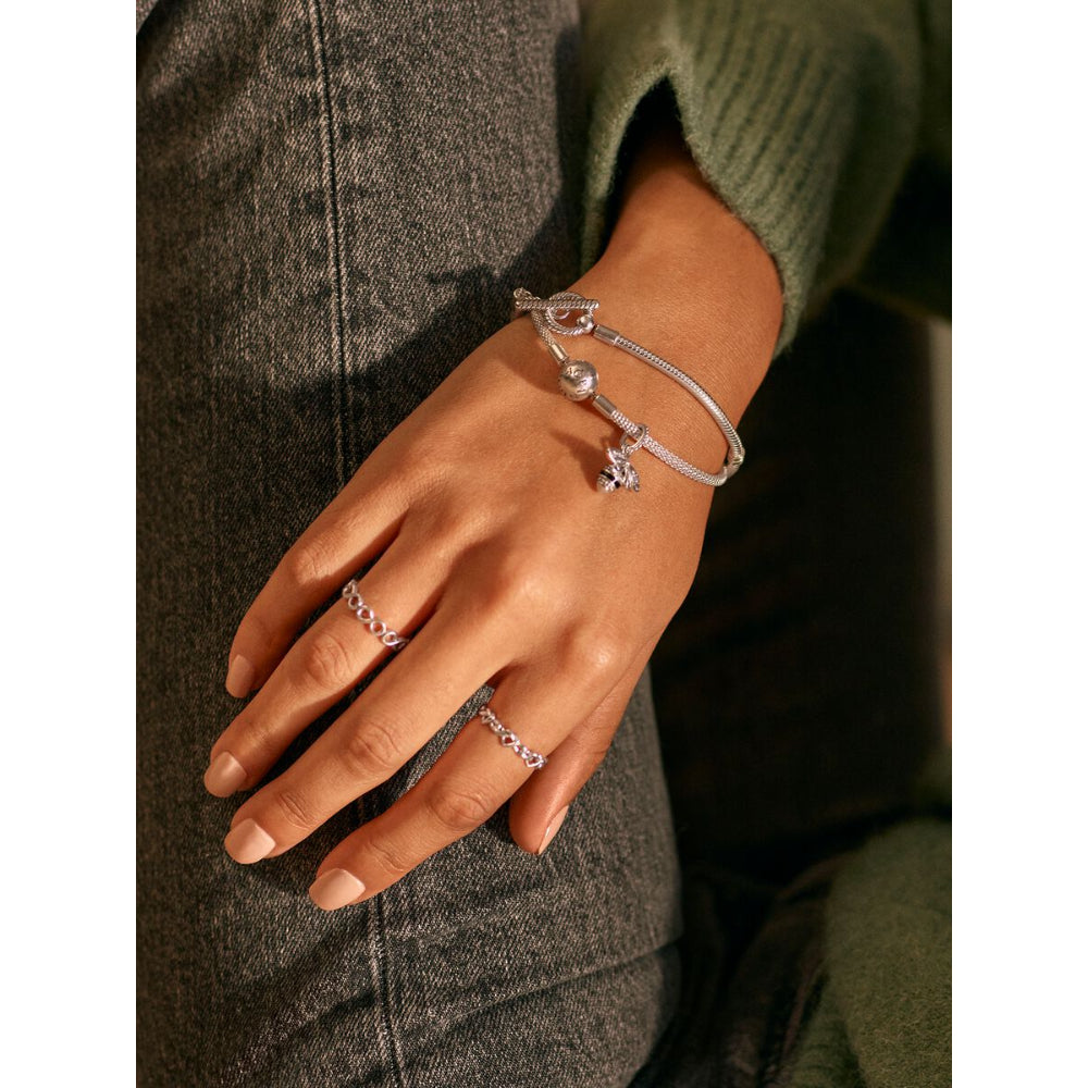 Pandora Moments Sterling Silver T - Bar Snake Chain Bracelet Image 3