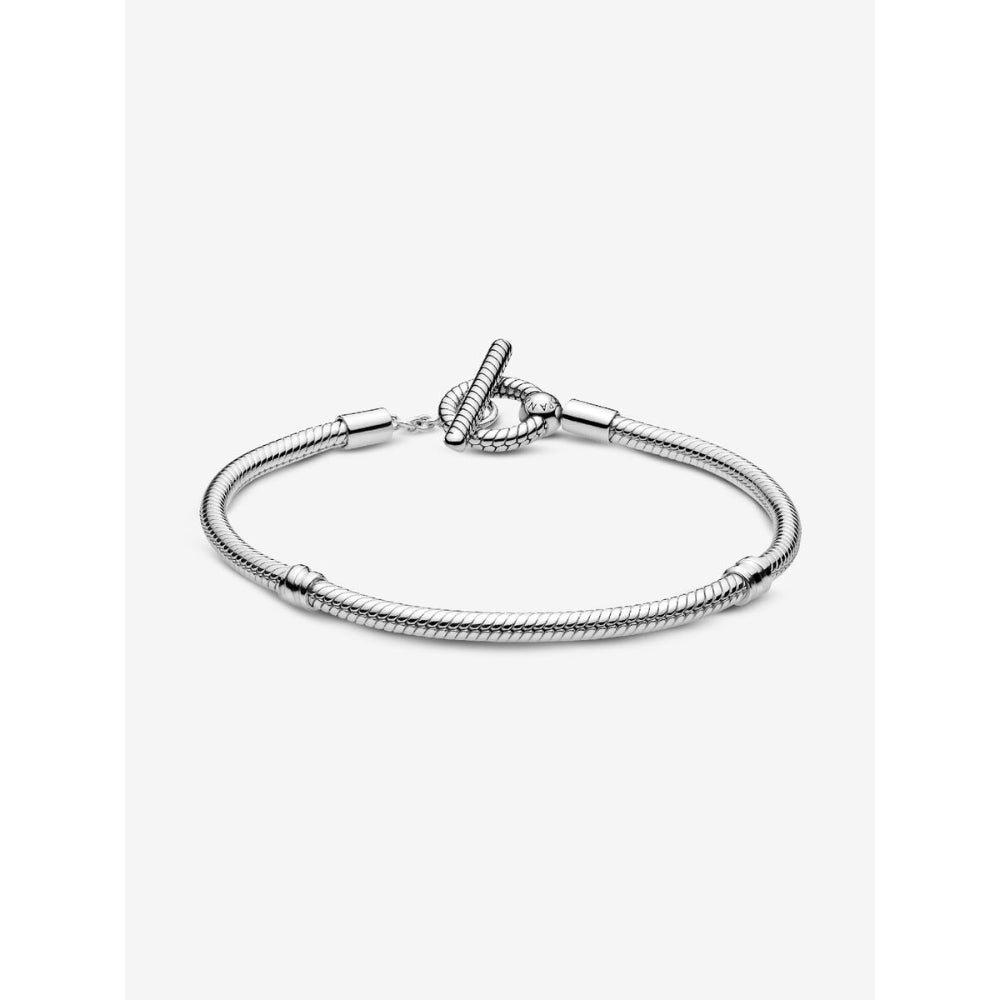 Pandora Moments Sterling Silver T - Bar Snake Chain Bracelet Image 4