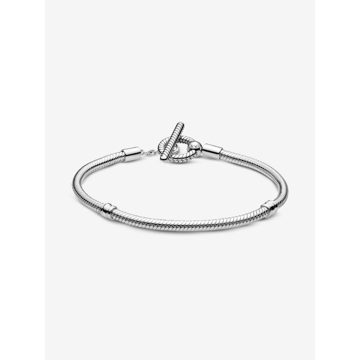 Pandora Moments Sterling Silver T - Bar Snake Chain Bracelet Image 4