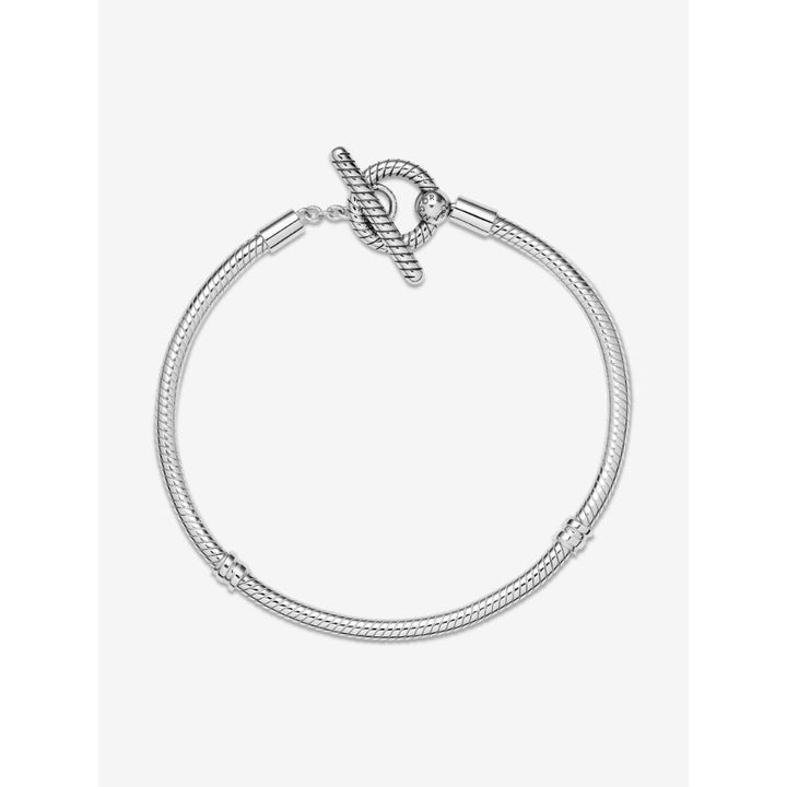Pandora Moments Sterling Silver T - Bar Snake Chain Bracelet Image 5