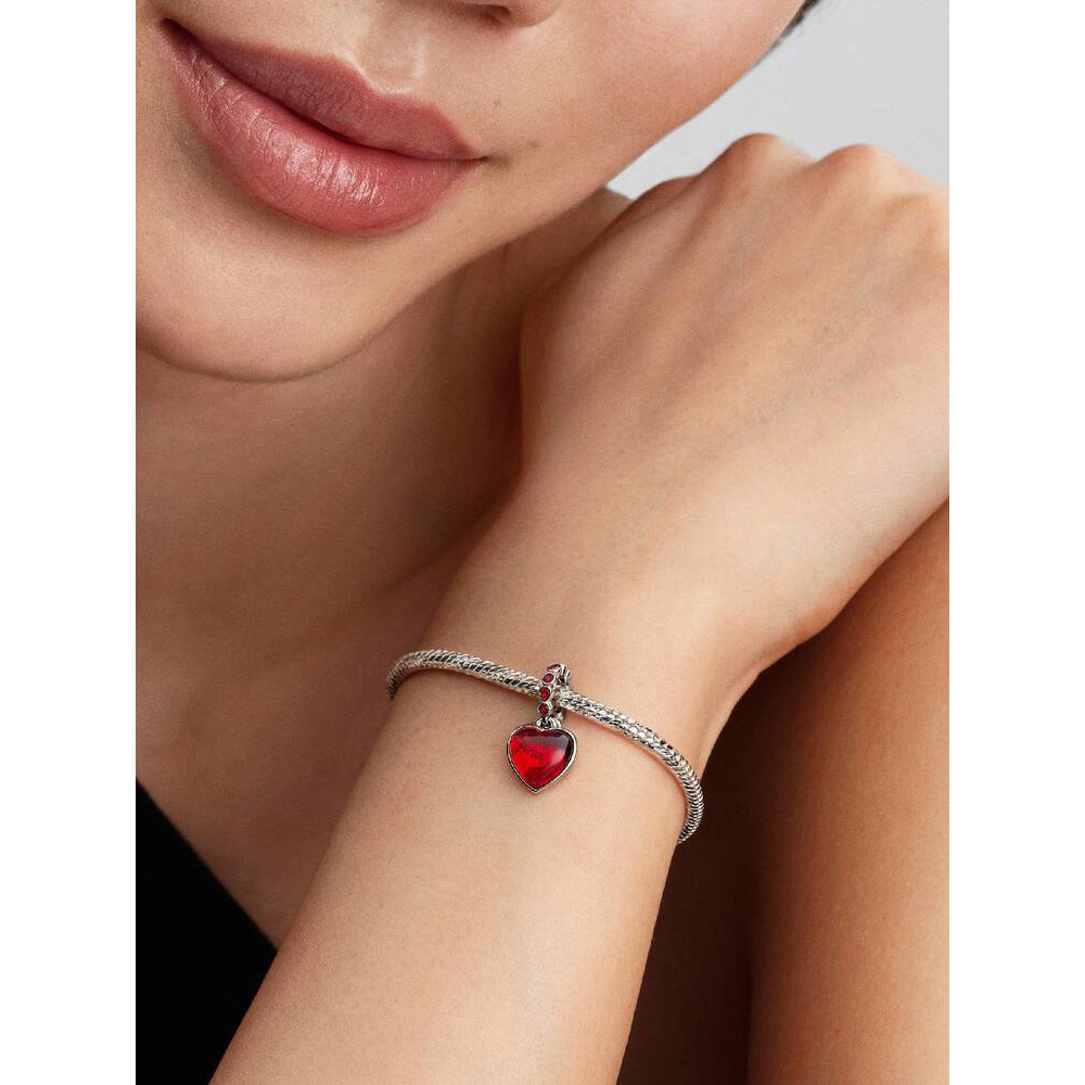 Pandora Red Murano Glass Heart Double Dangle Charm 2
