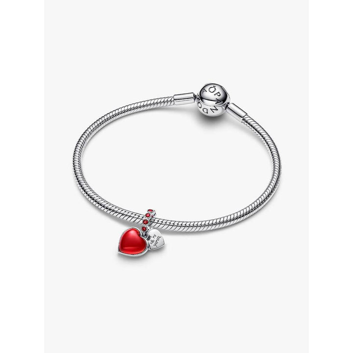 Pandora Red Murano Glass Heart Double Dangle Charm 6