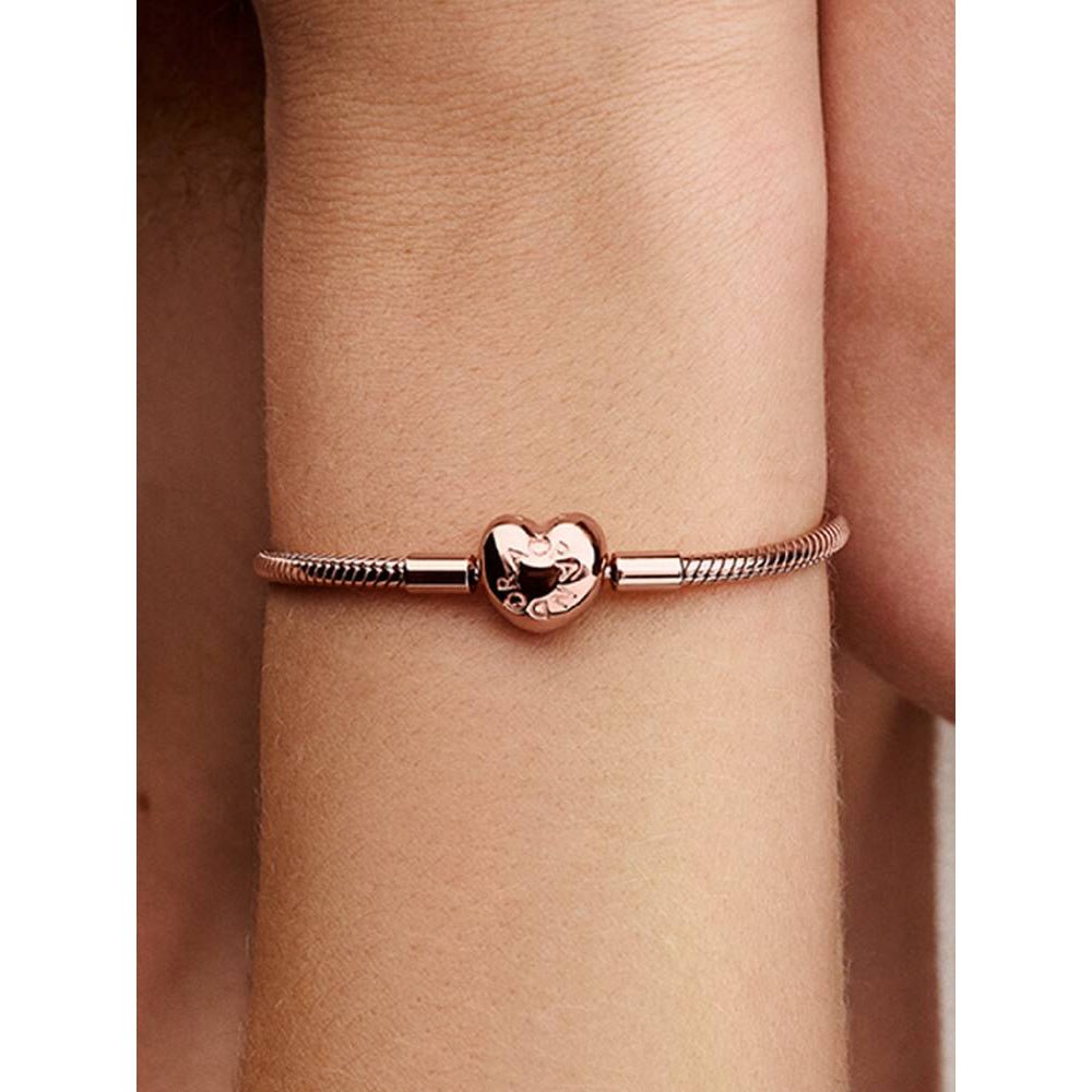 Pandora Rose Gold Heart Clasp Snake Chain Bracelet - MococoPandora583050C00-16Bracelets
