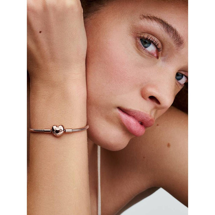 Pandora Rose Gold Heart Clasp Snake Chain Bracelet - MococoPandora583050C00-16Bracelets