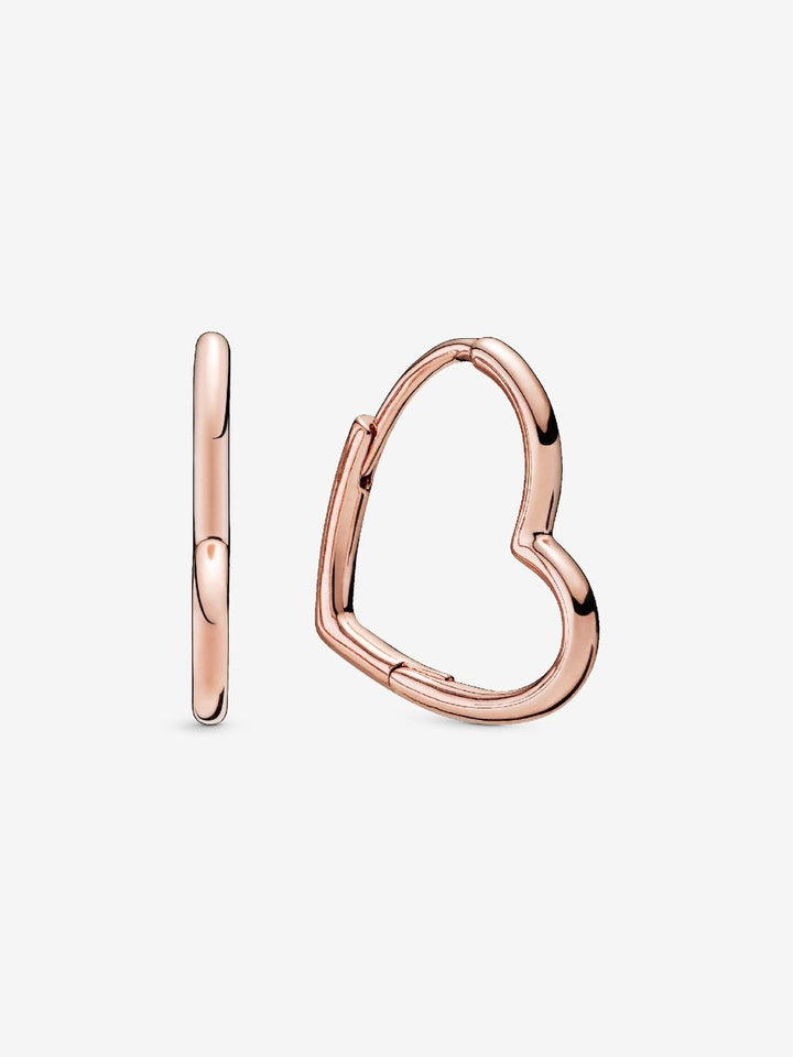 Pandora Rose Gold Plated Asymmetrical Heart Hoop Earrings - MococoPandora2883075700302818482Earrings