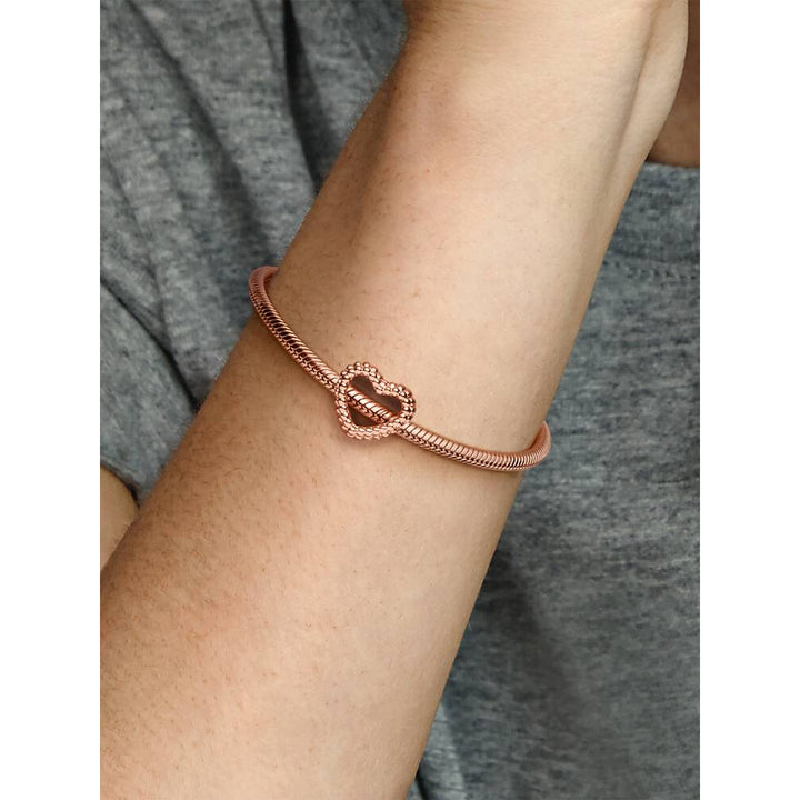 Pandora Rose Gold Plated Beaded Open Heart Charm Image 2