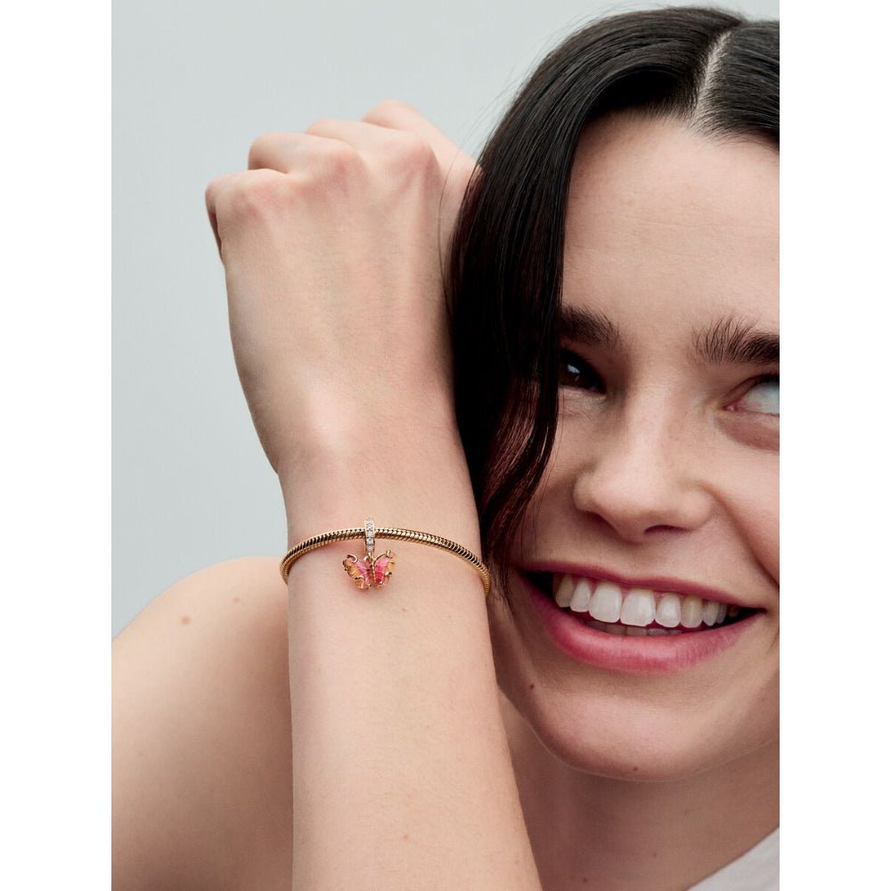 Pandora Rose Gold Plated Pink & Yellow Murano Glass Butterfly Dangle Charm - MococoPandora782698C015700303126524Charms