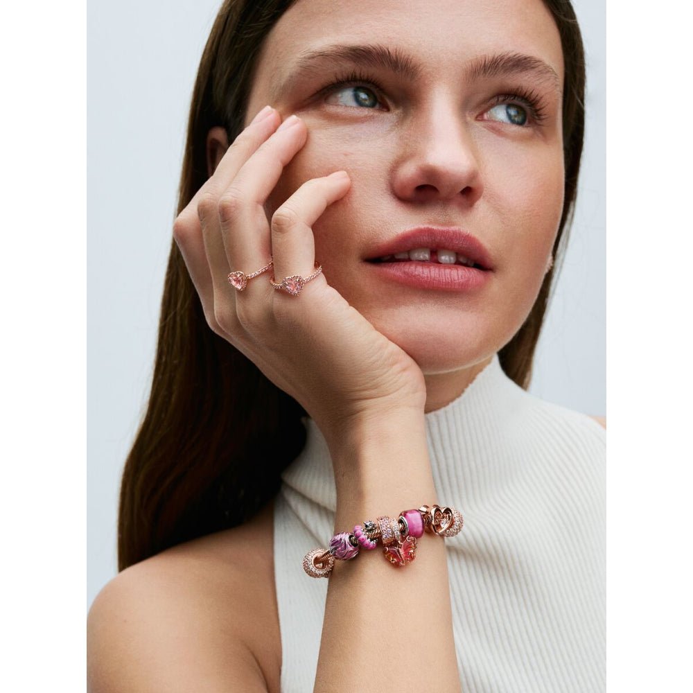 Pandora Rose Gold Plated Pink & Yellow Murano Glass Butterfly Dangle Charm - MococoPandora782698C015700303126524Charms