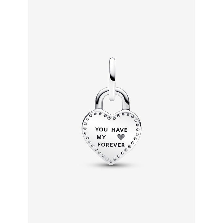 Pandora Rose Gold Plated Silver Two - Tone Twistable Heart Padlock Double Dangle Charm - MococoPandora783079C015700303092539Charms