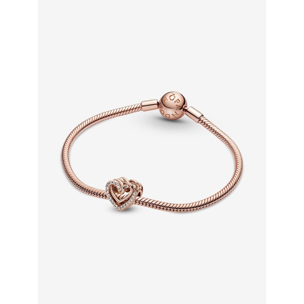 Pandora Rose Gold Plated Sparkling Entwined Hearts Charm - MococoPandora789270C015700302908046Charms