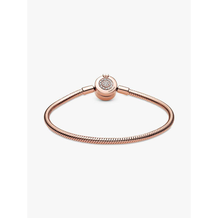 Pandora Rose Gold Sparkling Crown Clasp Snake Chain Bracelet 6