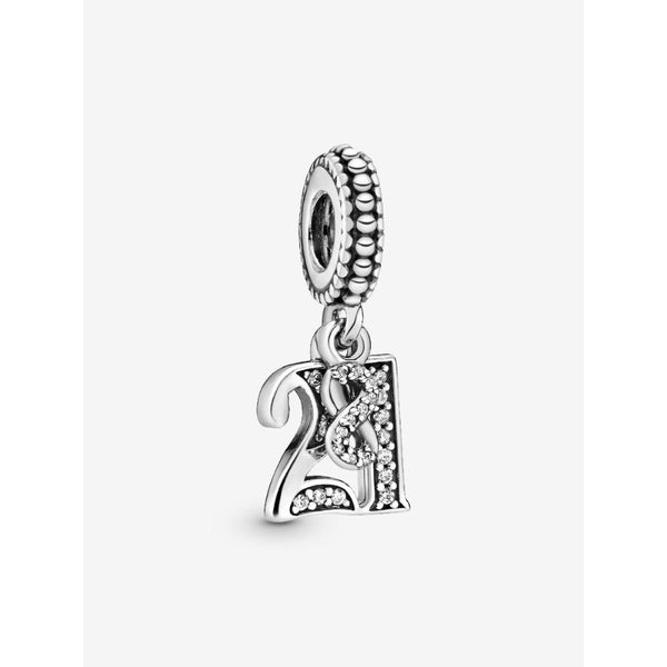 Number 21 Clip On Charm With Lobster Clasp - Silver Plated Dangle Charm For Bracelets Or Necklaces