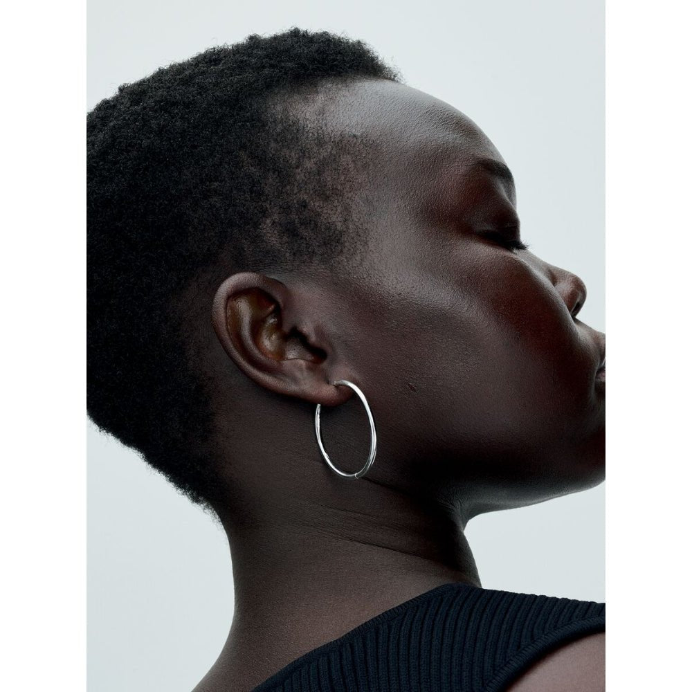 Pandora Silver 40 Mm Charm Hoop Earrings - MococoPandora293336C005700303117195Earrings