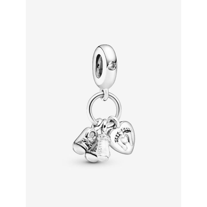 Pandora Silver Baby Bottle & Shoes Dangle Charm 1