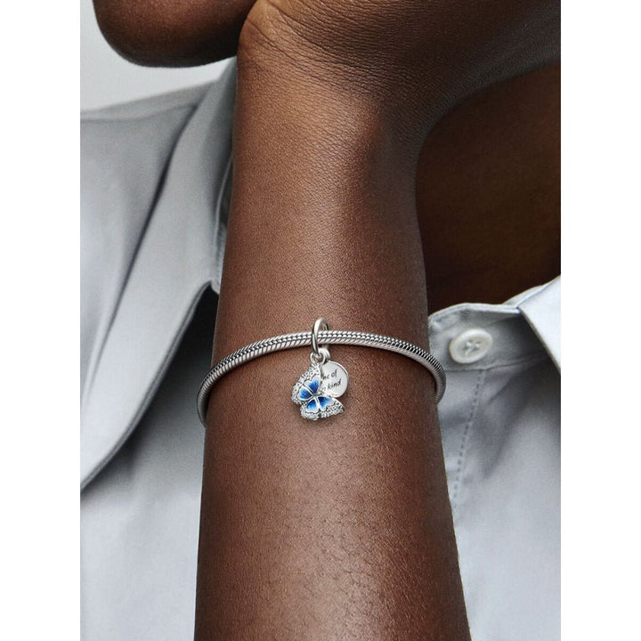 Pandora Silver Blue Butterfly & Quote Double Dangle Charm - MococoPandora790757C015700302970906Charms