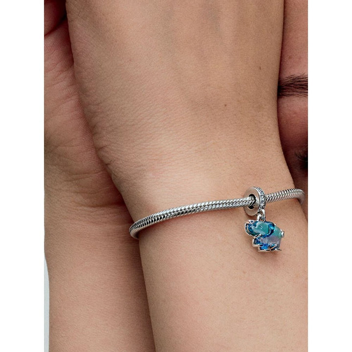 Pandora Silver Blue Murano Glass Elephant Dangle Charm - MococoPandora793339C015700303126173Charms