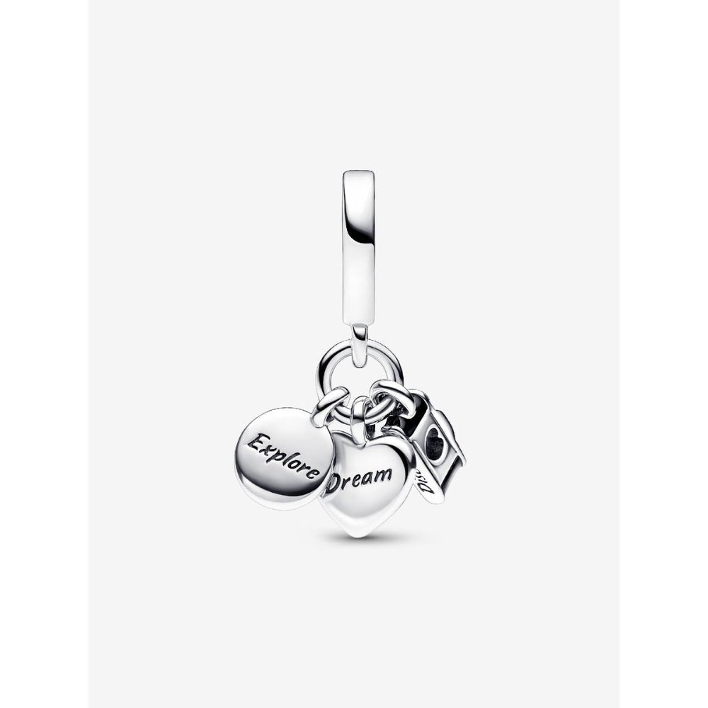 Pandora Silver Camera, Heart & Compass Triple Dangle Charm - MococoPandora792703C015700303046983Charms