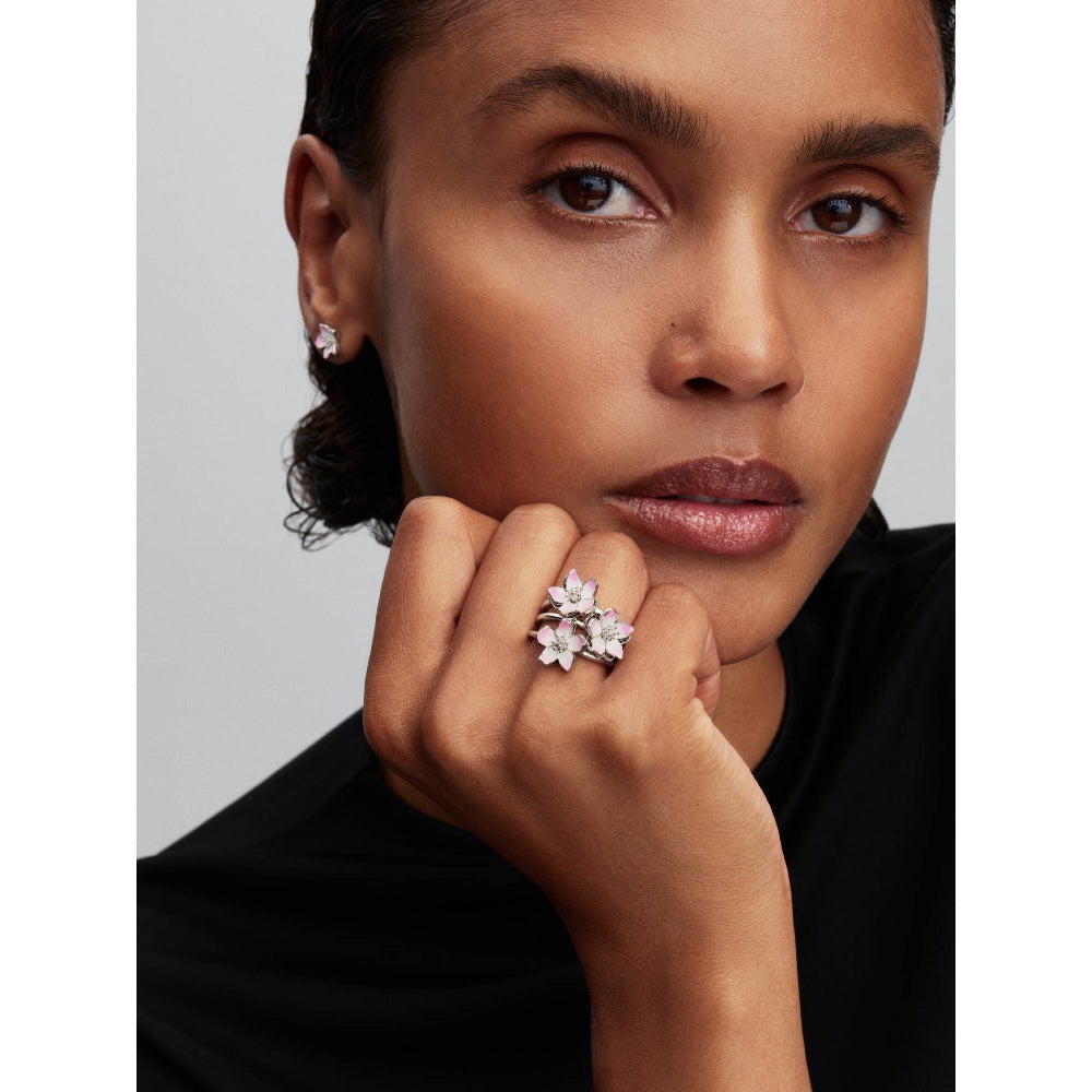 Pandora Silver Cherry Blossom Stud Earrings Image 4