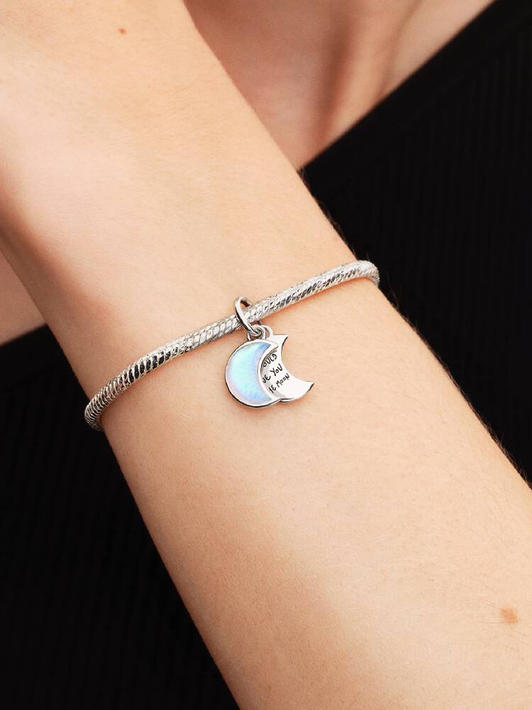 Pandora Silver Crescent Moon Double Dangle Charm - MococoPandora794272C015700303230887Charms