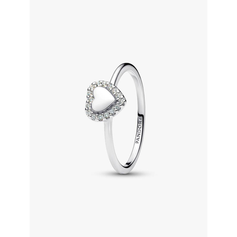 Pandora Silver Cubic Zirconia Heart Ring Image 1