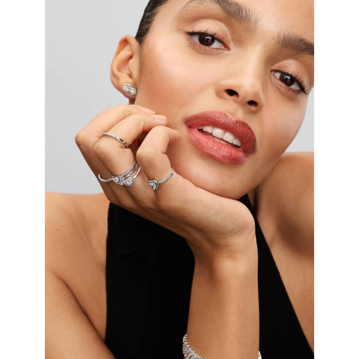 Pandora Silver Cubic Zirconia Heart Ring Image 4