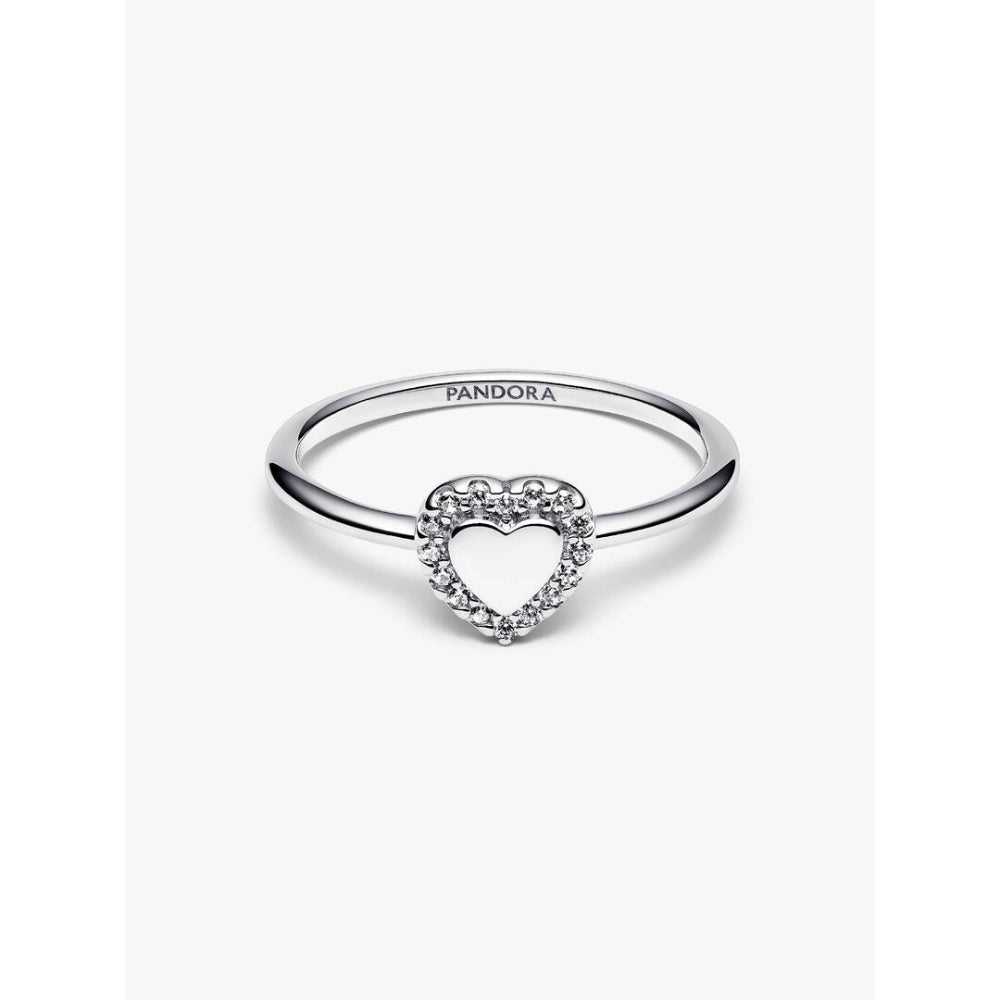 Pandora Silver Cubic Zirconia Heart Ring Image 6