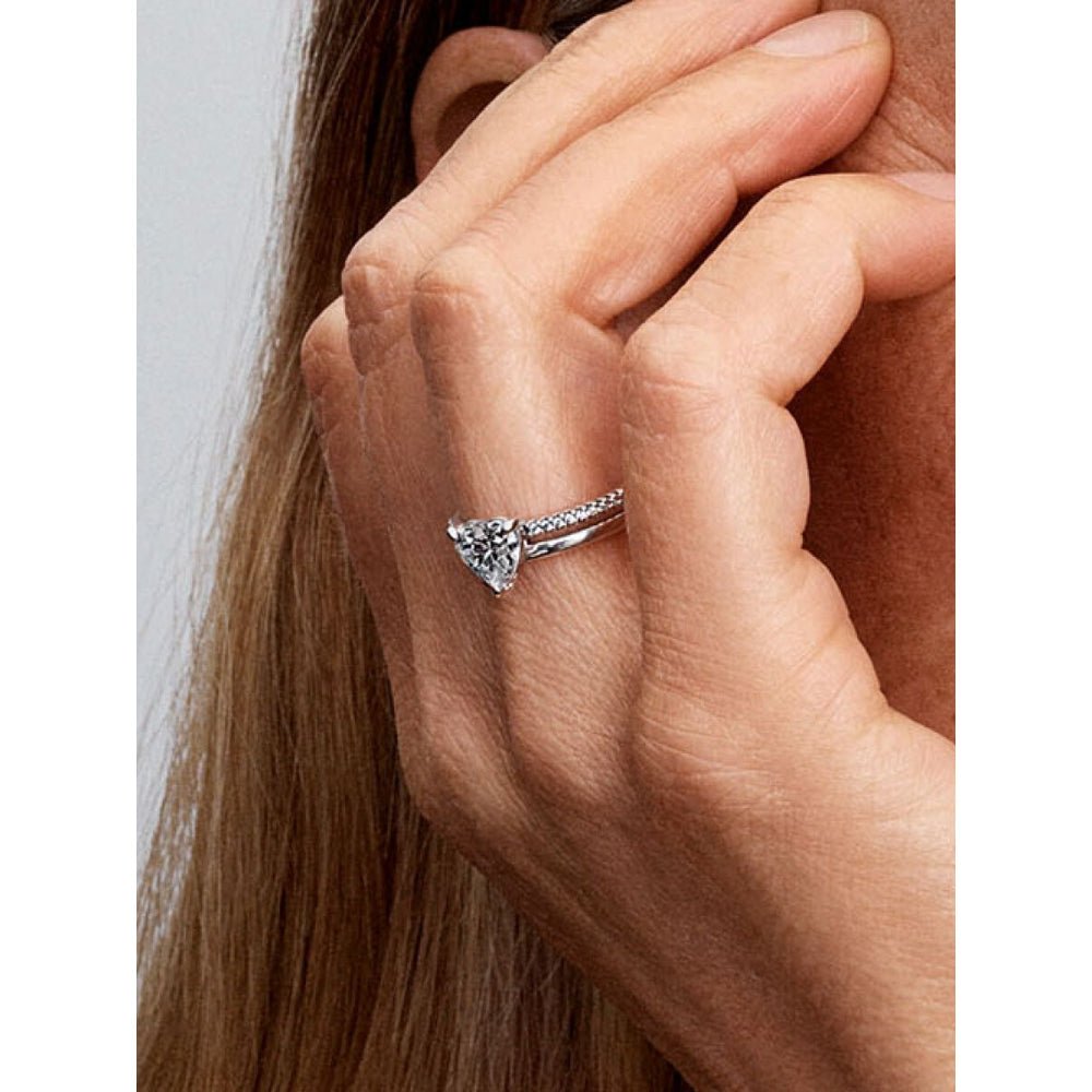 193100c01 Pandora Silver Double Band Heart Ring – Mococo