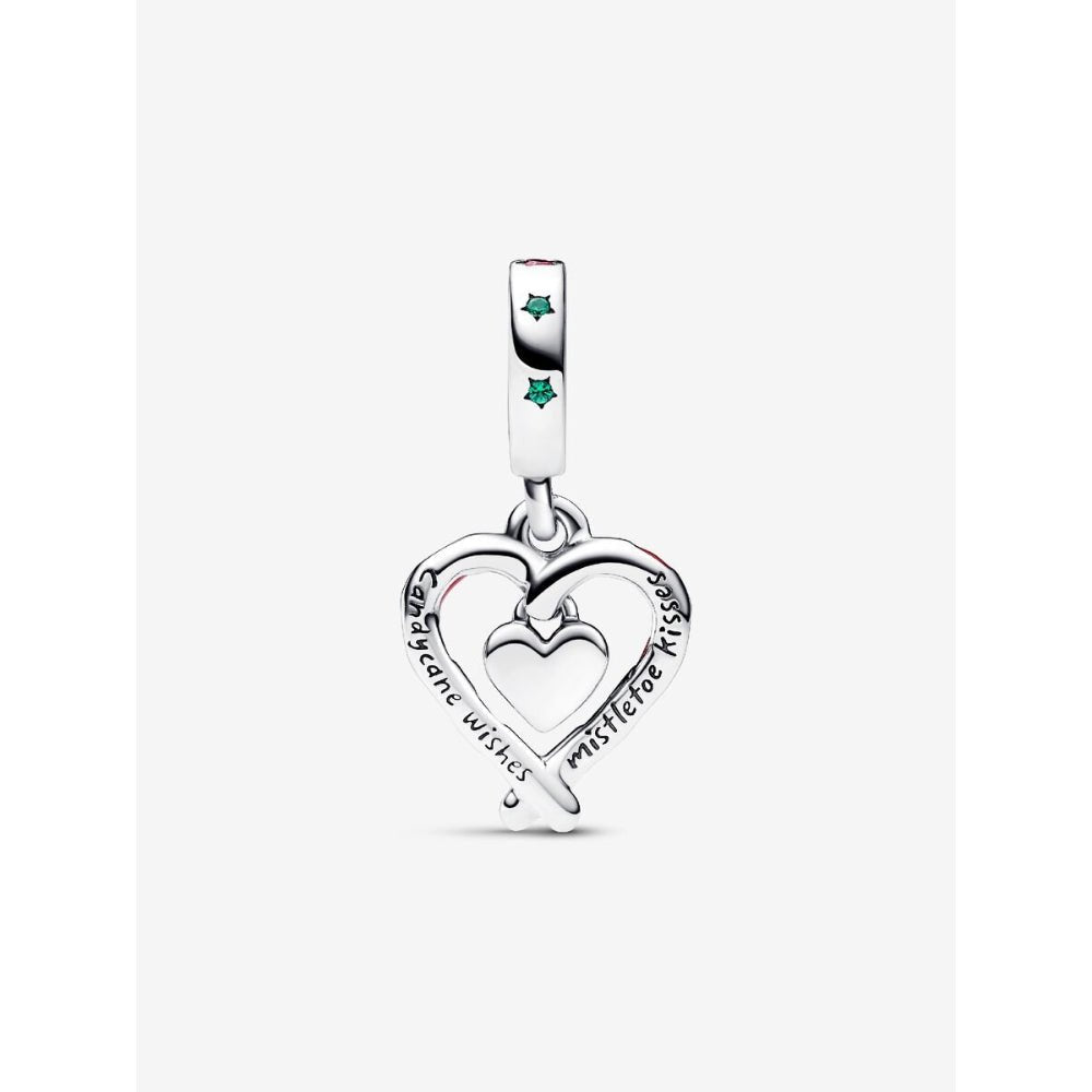 Pandora Silver Double Candy Cane Heart Christmas Dangle Charm - MococoPandora792822C015700303078861Charms