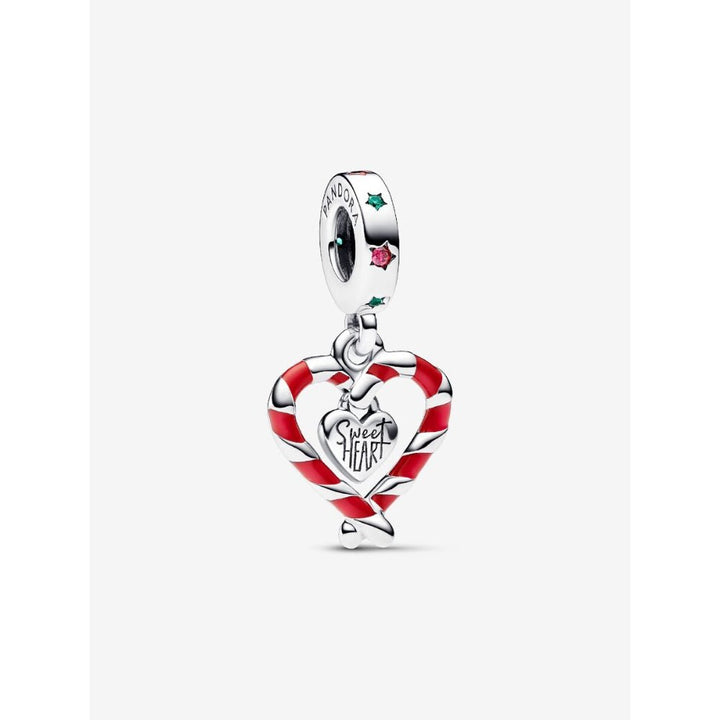Pandora Silver Double Candy Cane Heart Christmas Dangle Charm - MococoPandora792822C015700303078861Charms