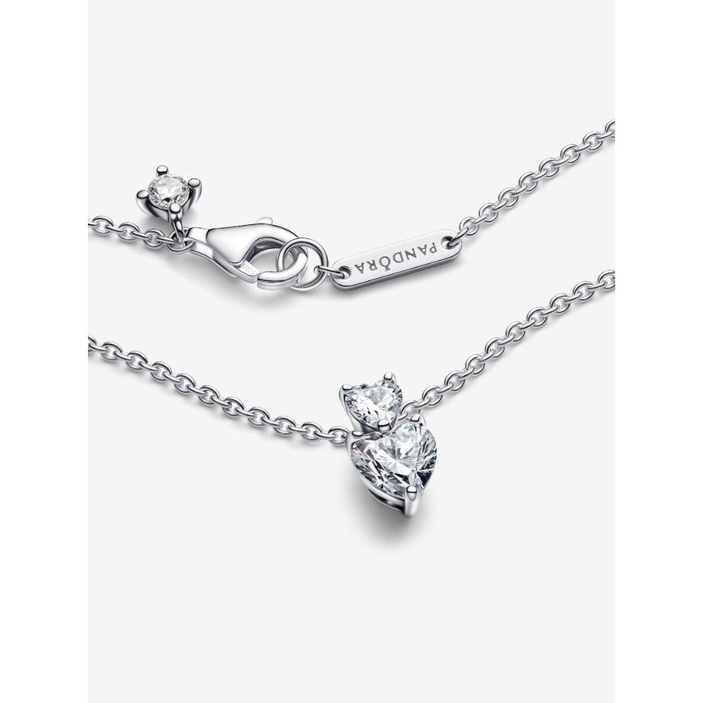Pandora Silver Double Heart Pendant Sparkling Collier Necklace - MococoPandora391229C01-455700302979558Necklace