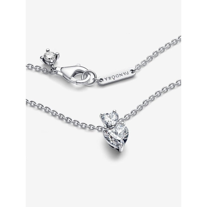 Pandora Silver Double Heart Pendant Sparkling Collier Necklace - MococoPandora391229C01-455700302979558Necklace