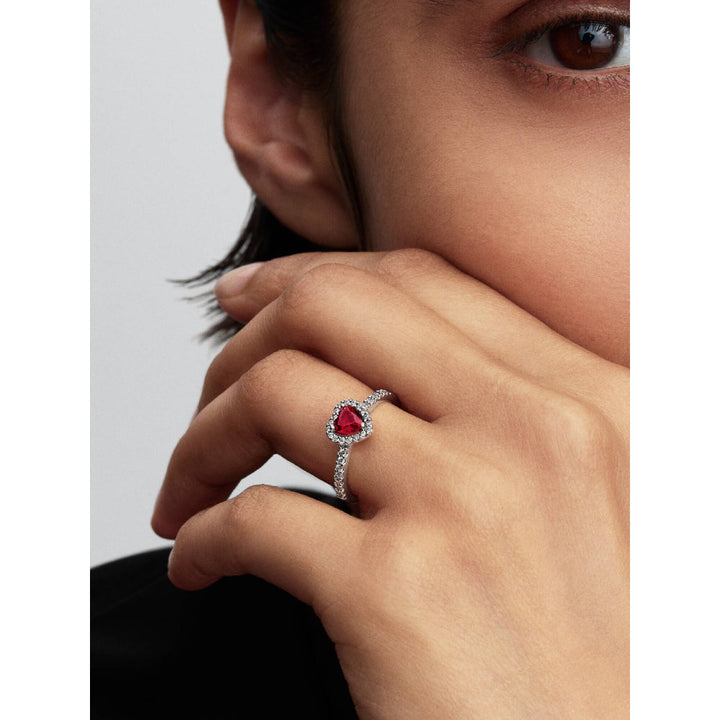 Pandora Silver Elevated Fuchsia Rose Heart Ring Image 2
