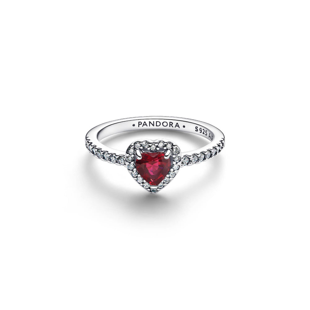 Pandora Silver Elevated Fuchsia Rose Heart Ring Image 5