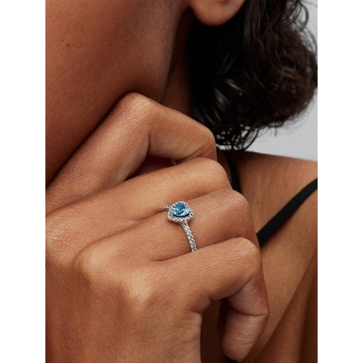 Pandora Silver Elevated Light Blue Heart Ring Image 2