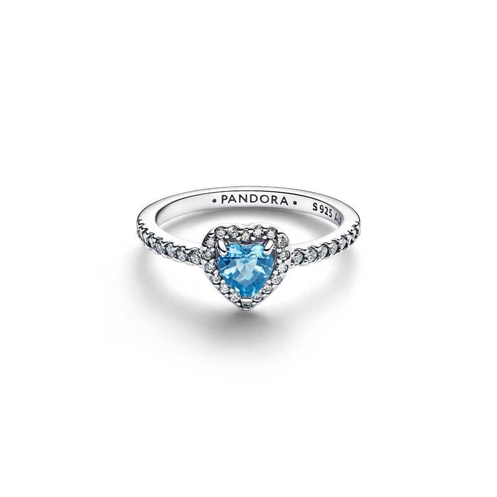 Pandora Silver Elevated Light Blue Heart Ring Image 5