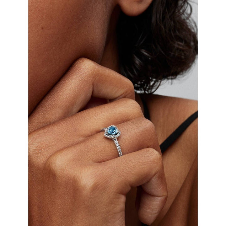 Pandora Silver Elevated Light Blue Heart Ring - MococoPandora198421C10-505700303278506Rings