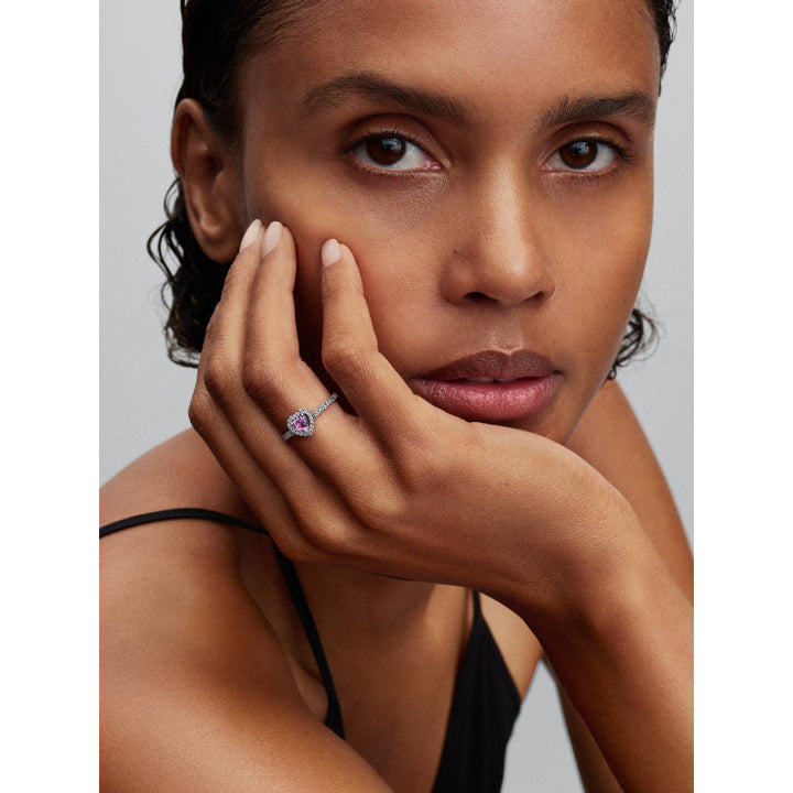 Pandora Silver Elevated Light Purple Heart Ring Image 3